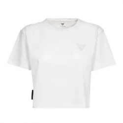 Dámske skrátené tričko CUPRA biele s reliéfnym logom
